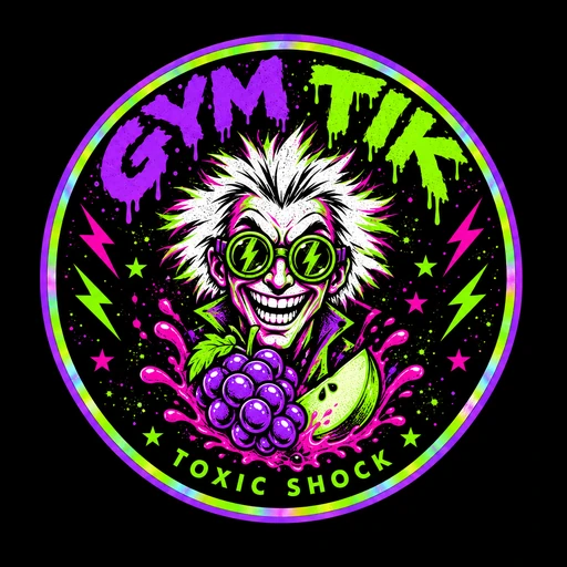 Toxic Shock Grape and Apple emblem, GYM TIK mad scientist badge