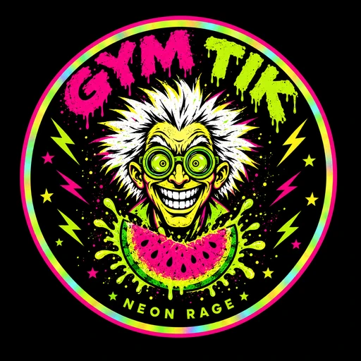 Neon Rage Watermelon emblem, GYM TIK mad scientist badge